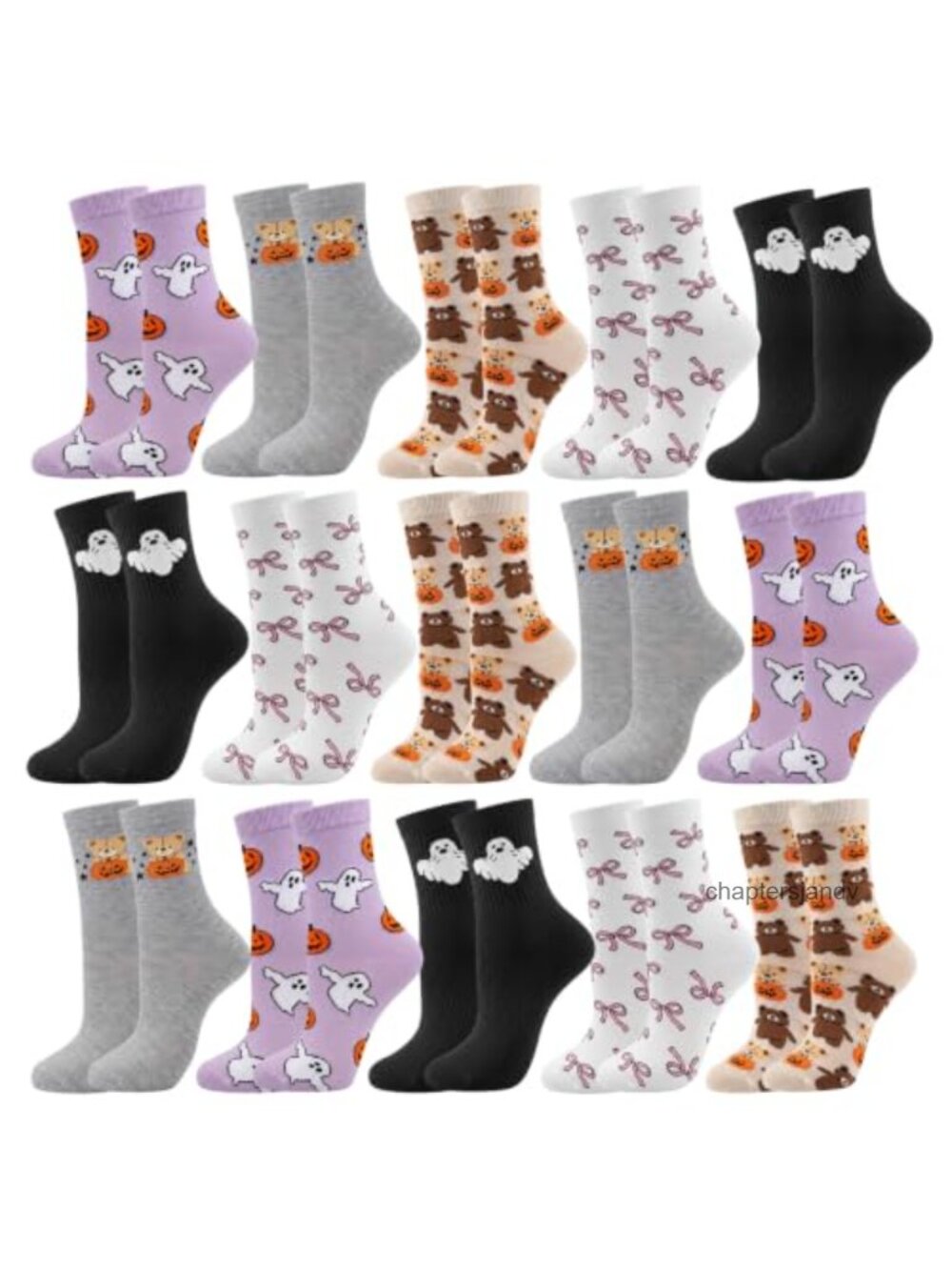 15 Pairs Halloween Crew Socks Polyester Cotton Blend Women's Shoe 5-10